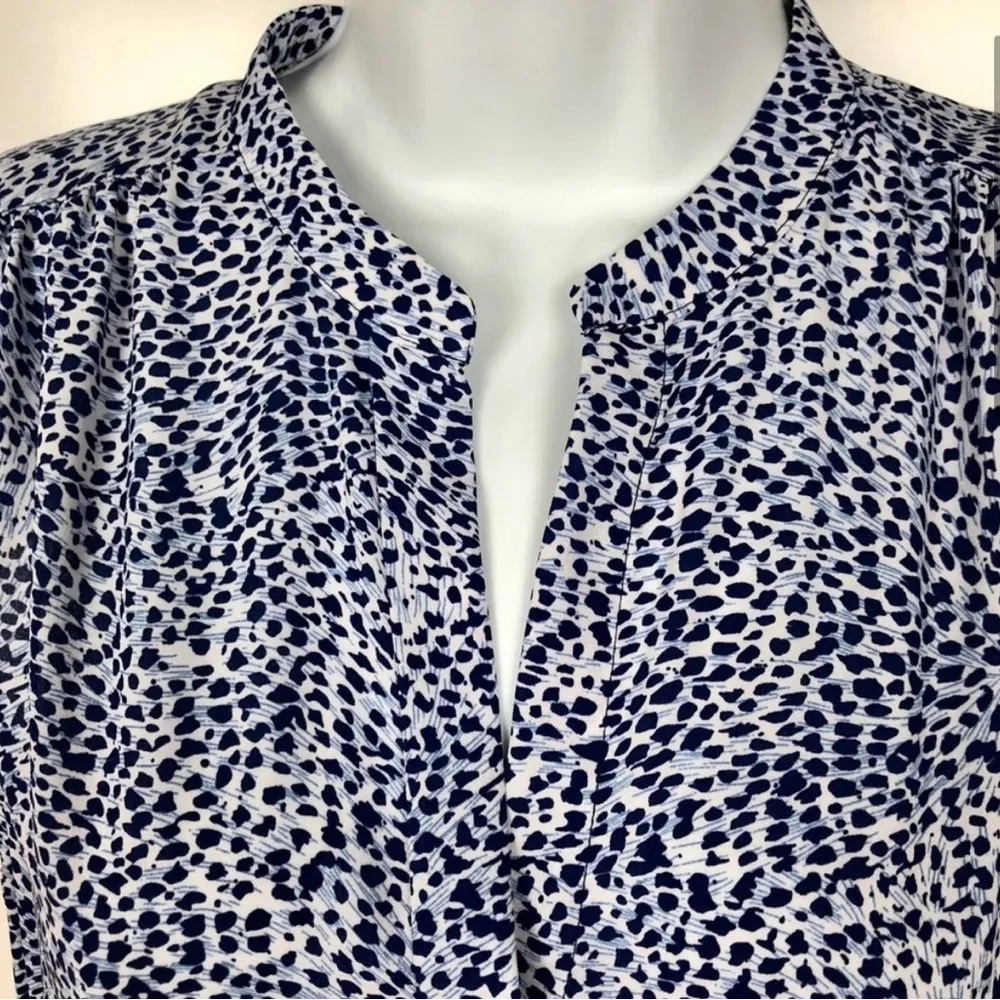 sleeveless drawstring shift dress navy blue white cheetah - Size 2 - Image 7