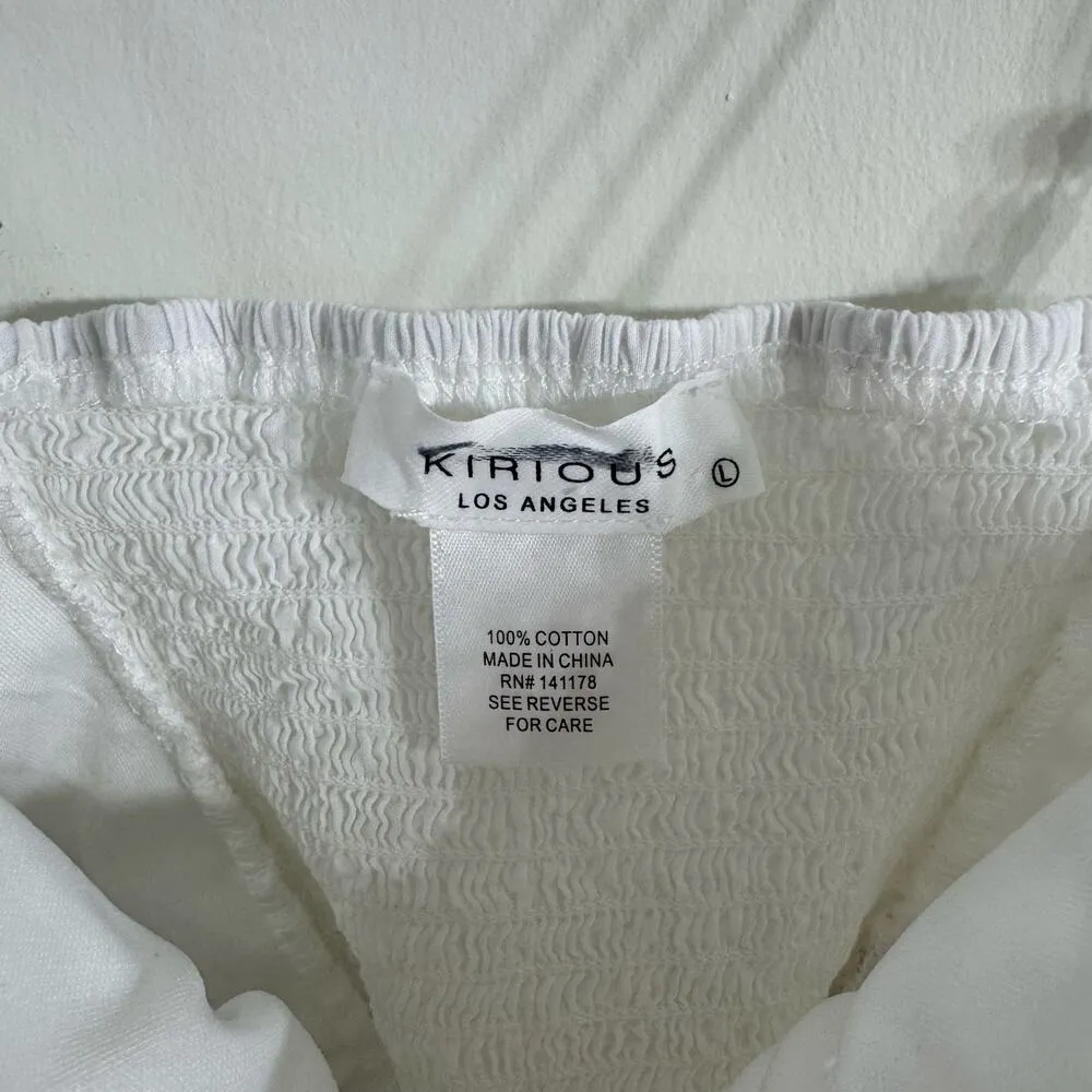 Kirious White Floral Eyelet Tank Top Size Large - Image 3