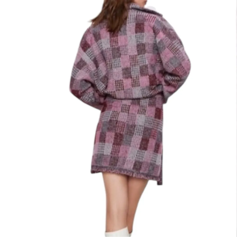 Zara Women's PLAID CHECK TWEED KNIT OVERSHIRT JACKET & SKIRT SET Sz L NWT RARE - Image 5