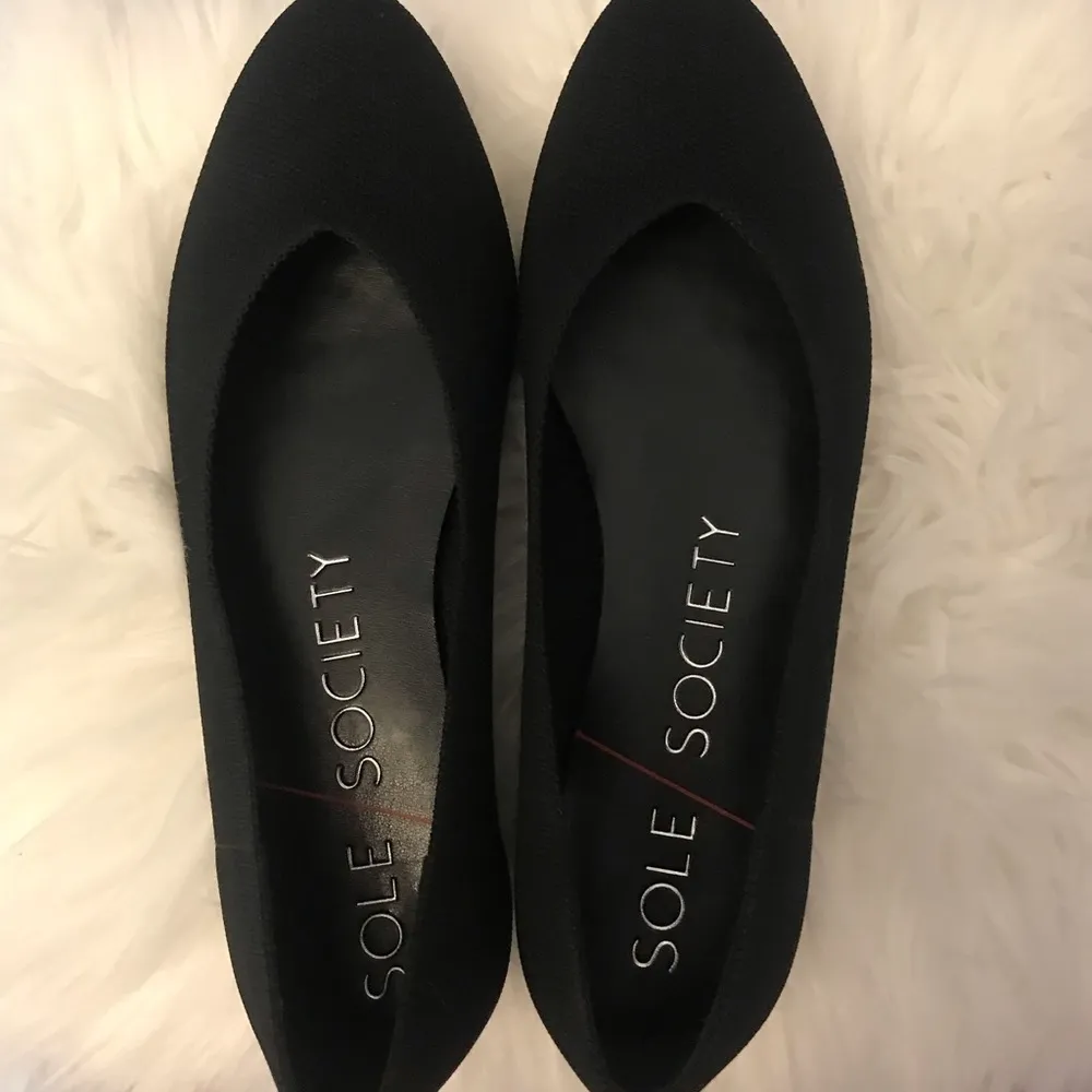 Sole Society Black Flats Knit Stretch Sz 6 - Image 4