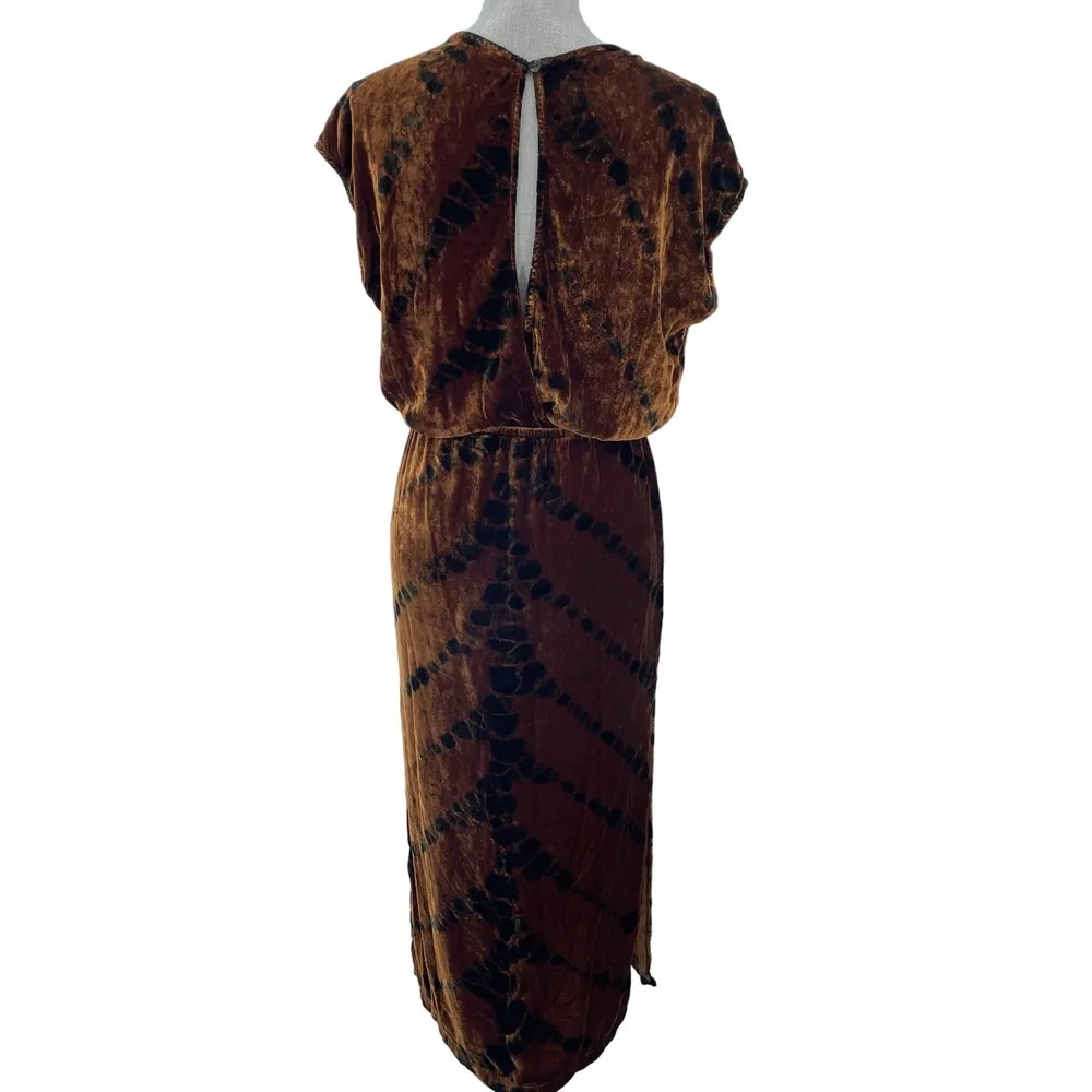 YFB Kellyn Golden Tiger Eye Velvet Dress Size XS Silk Blend - Image 8