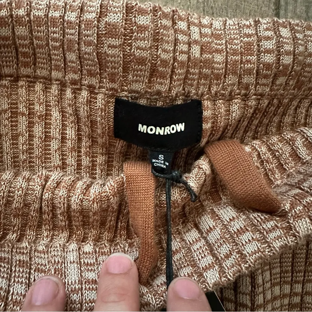 NWT Monrow Cosmo Thick Rib Sweater Brown Midi Skirt - Image 7