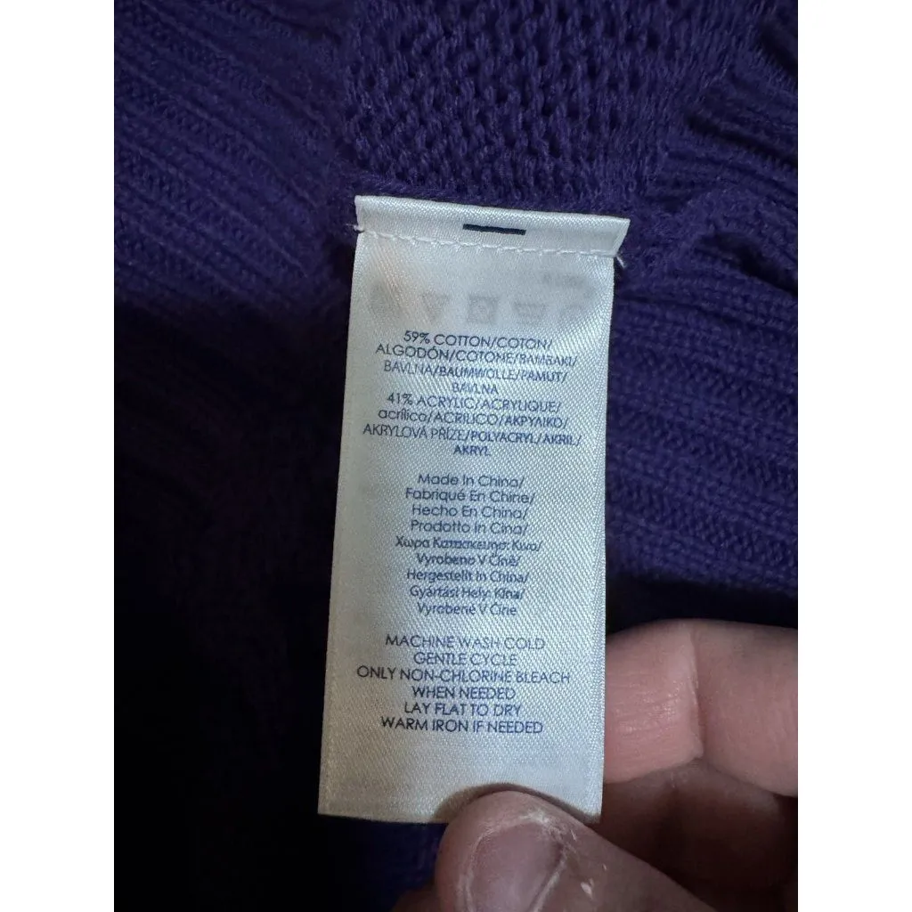 CHAPS Women‎ Size Large Knit Sweater Purple Long Sleeve Mock Neck Winter Holiday - Image 9