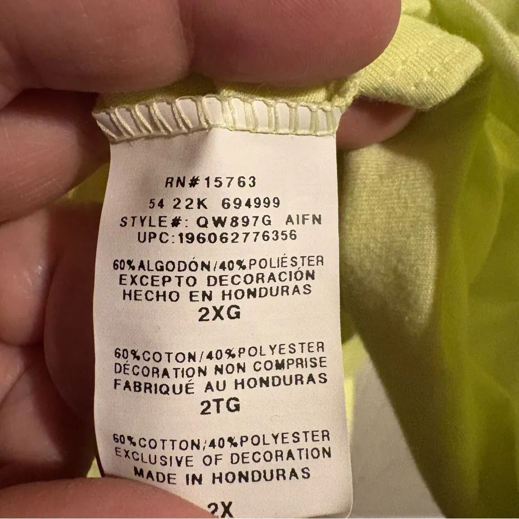 Champion Womens Short Sleeve Crew Neck Logo Classic T-Shirt Size 2X Cotton Lime - Image 5