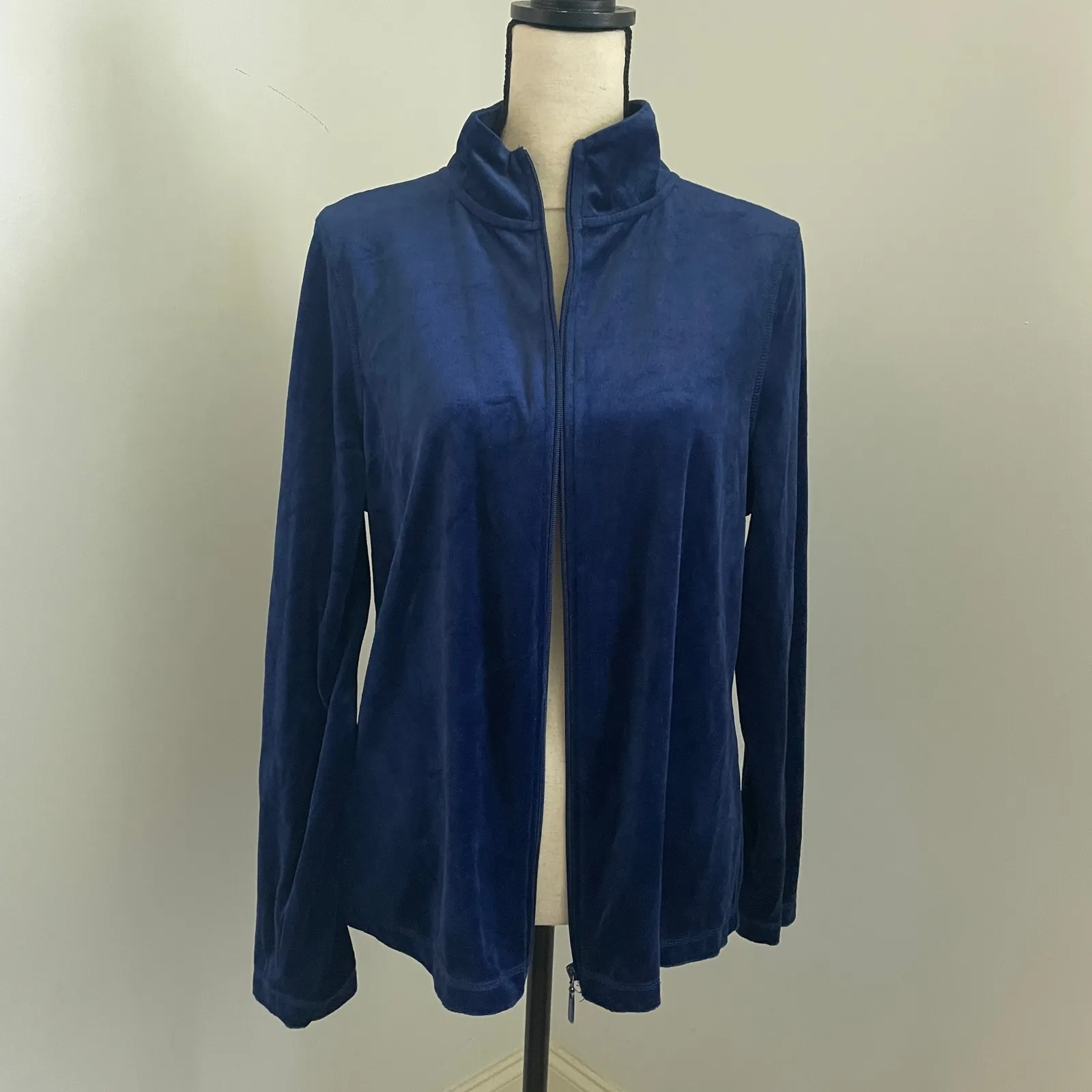 Velvet Y2K Zip‎ Up Jacket size XL Blue Retro Velour Athleisure Streetwear Comfy - Image 10
