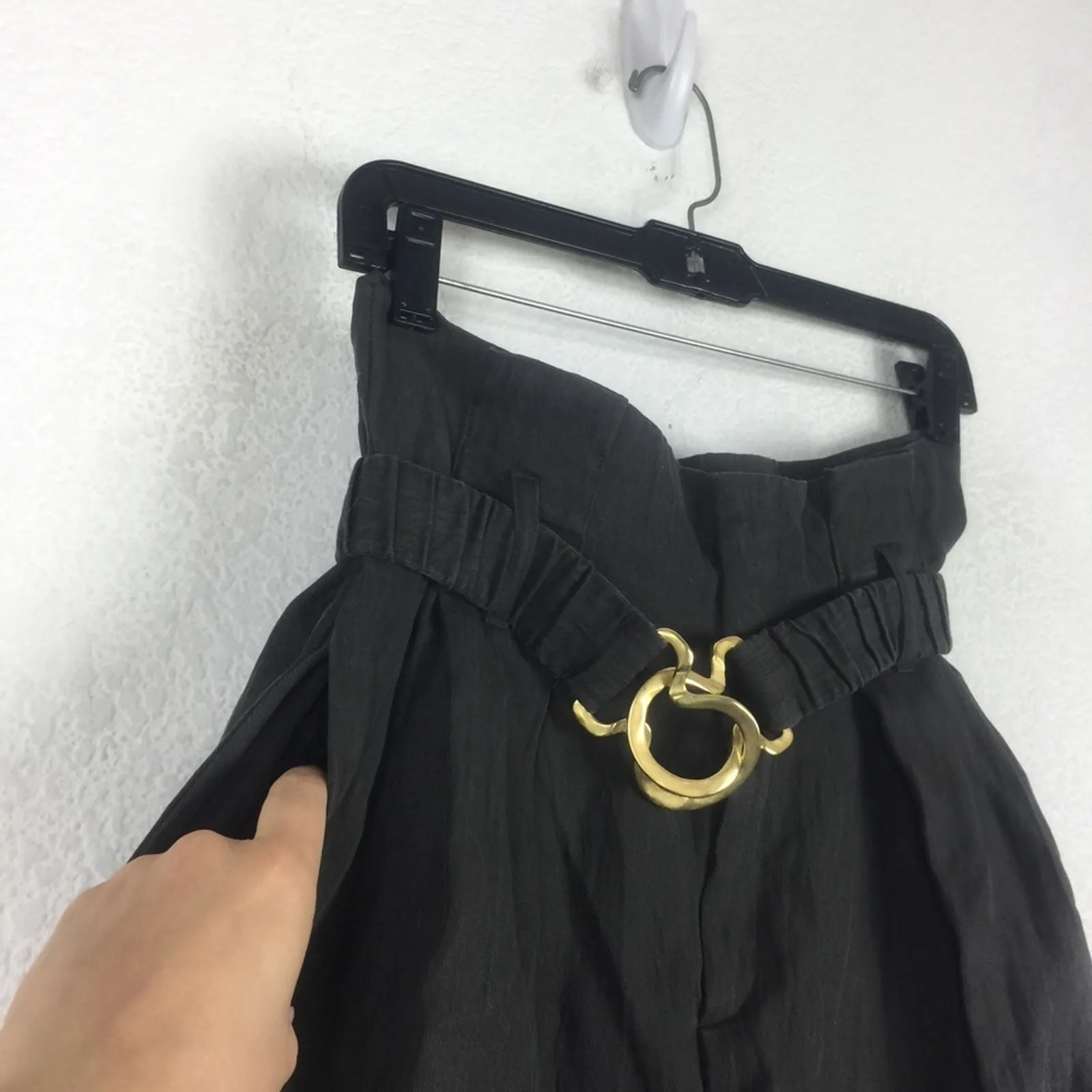 Zara Belted Pleated Straight Leg Paper-bag Trousers Medium Minimalist Chic - Image 10