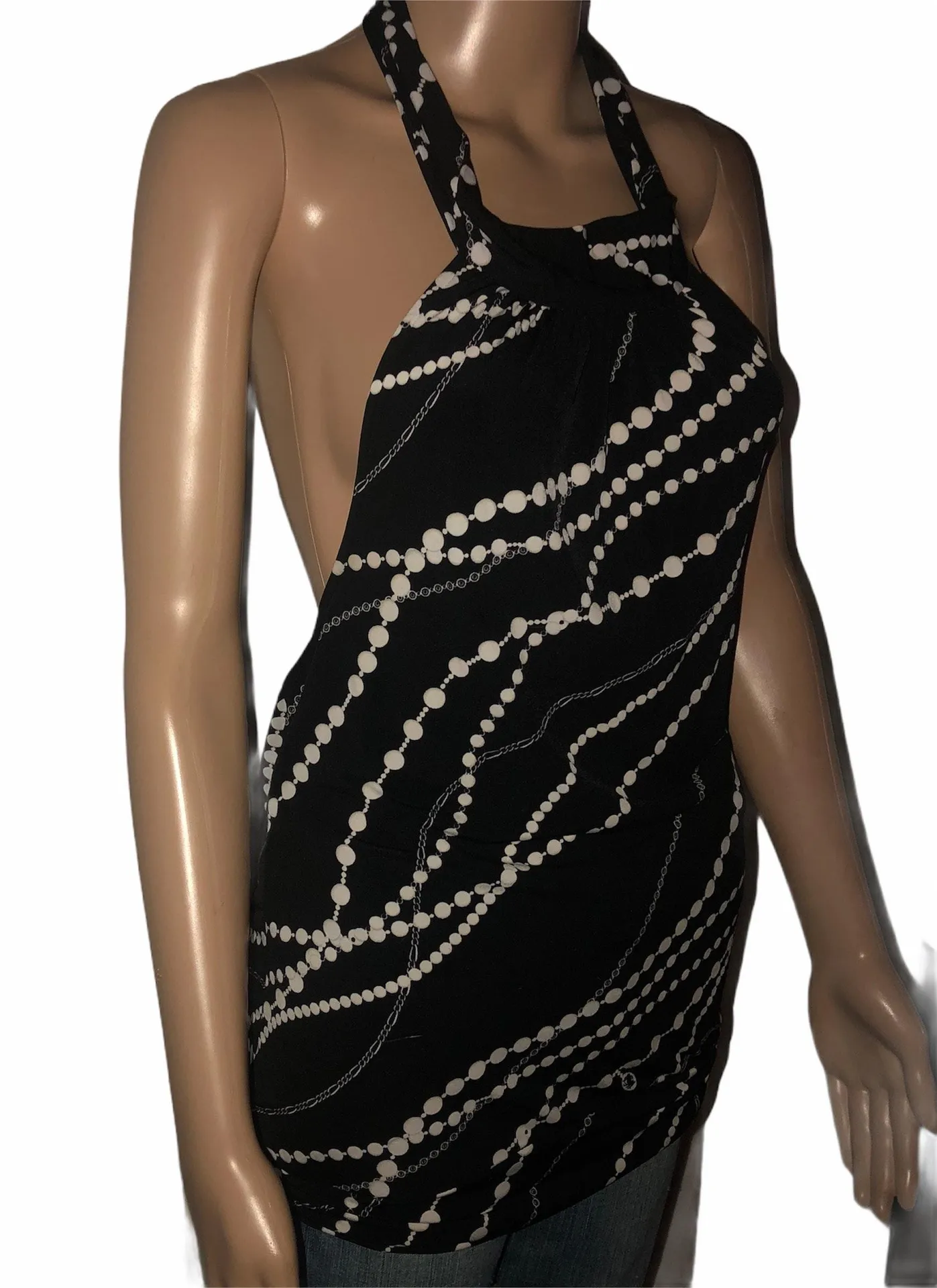 WHBM Pearl Necklace Print Halter Top - Image 2
