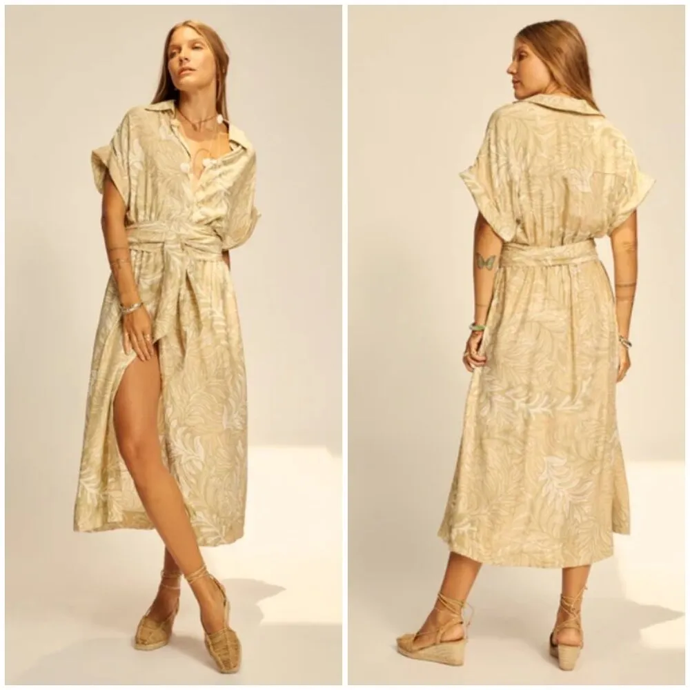 đź’•NATALIE MARTINđź’• Harper Maxi Dress ~ 100% Silk Jungle Print Agave Large L NWT - Image 3
