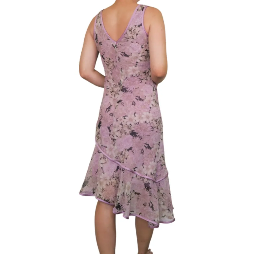 Vintage Y2K Studio Y Purple Floral Asymmetrical Midi Dress - Image 2
