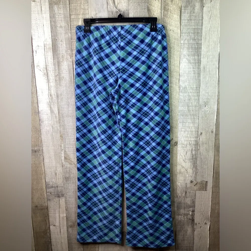 B Sleepwear Sz Small Plaid Fleece Blue Sleep Pants Stretch Drawstring Wa… - Image 2