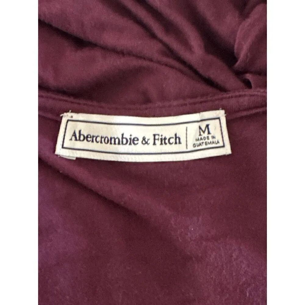 Abercrombie & Fitch Women's Lapel Neckline Faux Wrap Wine Dress Medium‎ - Image 8