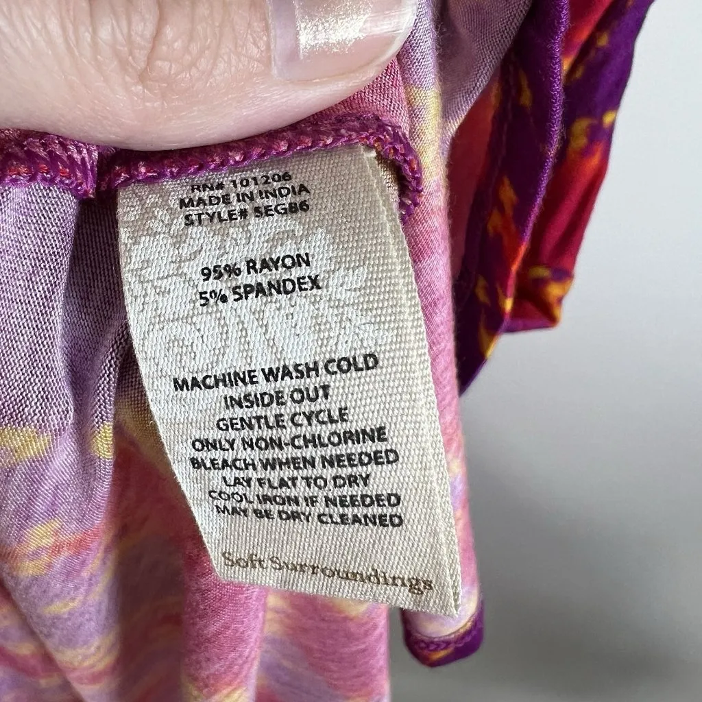 Soft Surroundings Kaveri Midi Dress Size 1X Wrap Front Tye Dye Boho Stretch - Image 6