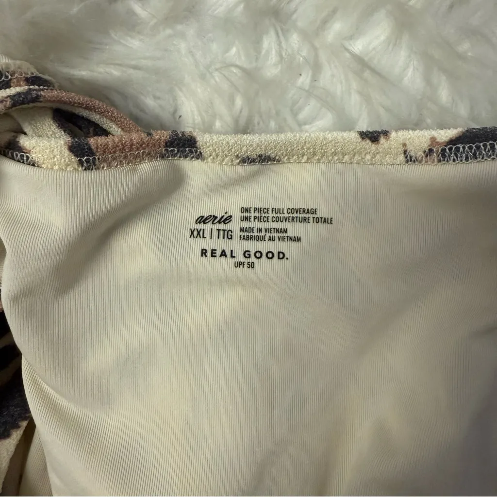 Aerie Buzzed Terry Leopard Strappy Back One Piece Swimsuit XXL NWOT - Image 4