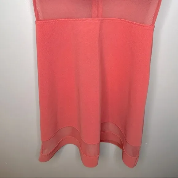 Topshop Mesh Insert Coral Sleeveless Skater Dress‎ Size 4 - Image 7