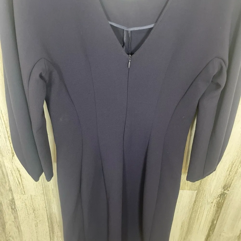 Massimo Dutti‎ Navy Midi Dress EU Size 36 V Back Sleeves Fall Modern Chic - Image 7