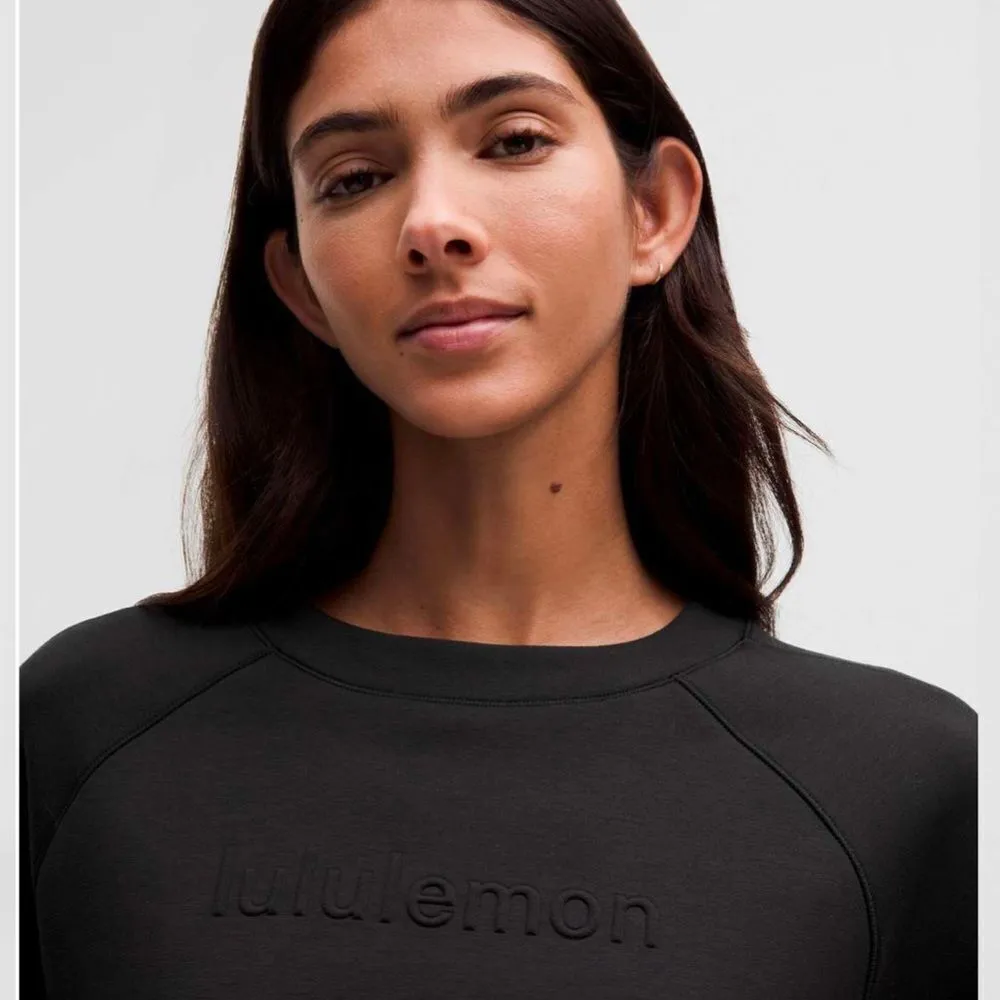 Lululemon Smooth Spacer Cropped Pullover Graphic Black Size 14 - Image 3