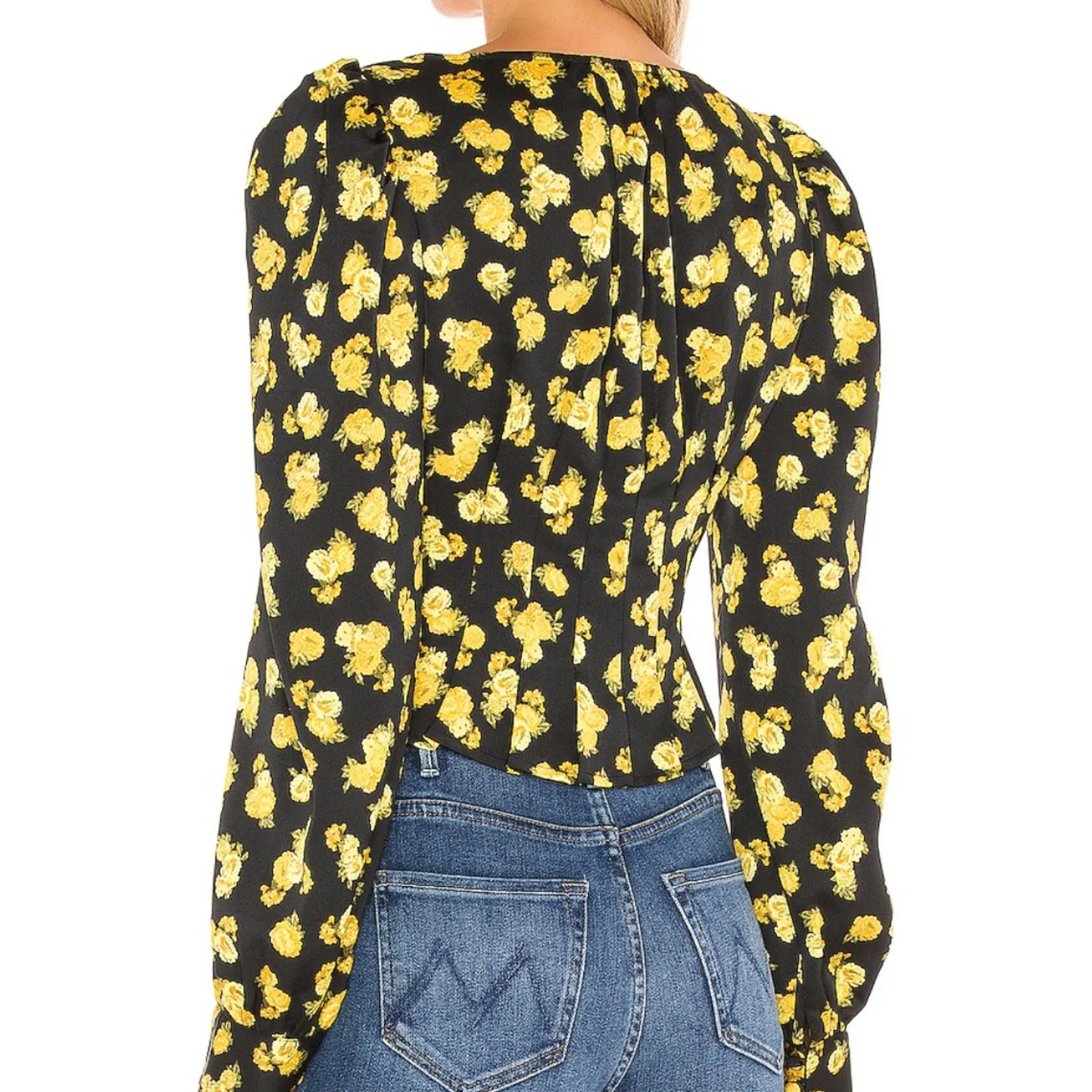 FOR LOVE & LEMONS Elisa Marigold‎ Pleated Blouse Sz XS - Image 2