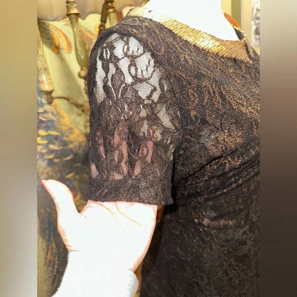 W118 By Walter Baker Adele Dress Bronze Black Lace Gold - Image 7