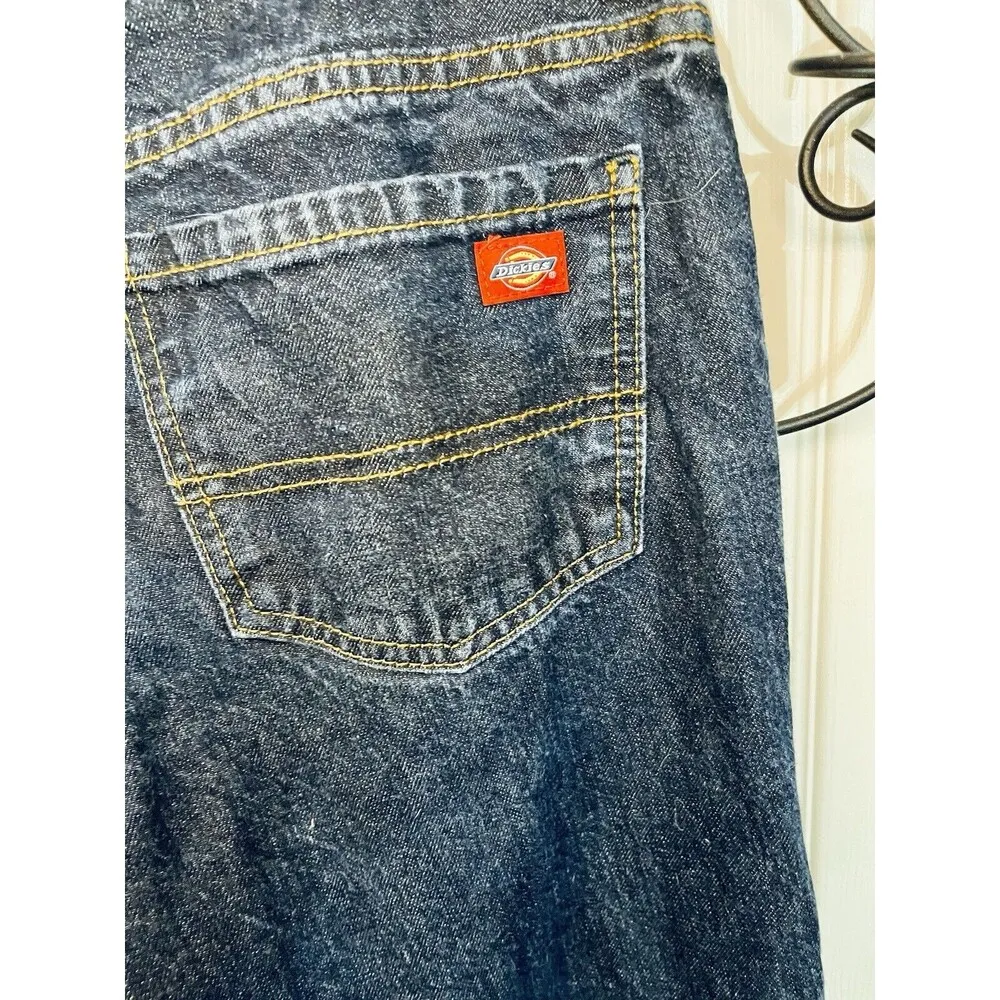 DICKIES Jeans Ladies Sz34 Relaxed Fit Ripped Dark Wash 28in Inseam 38In Outseam - Image 11