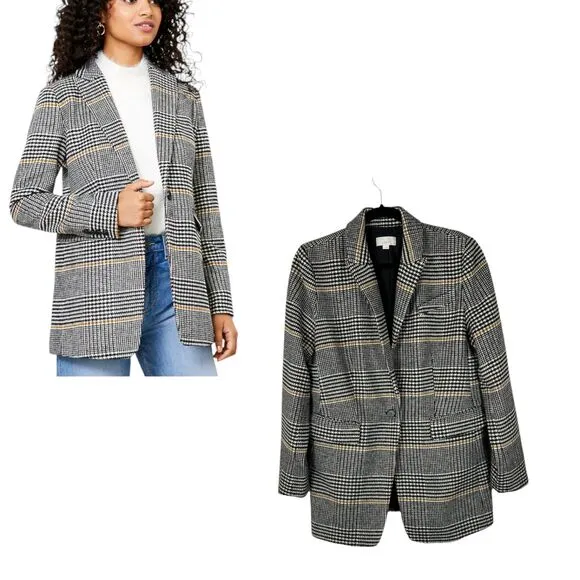 Loft Plaid Modern Blazer Oversized Slouchy Houndstooth Size 10 As Seen On TV - Image 2