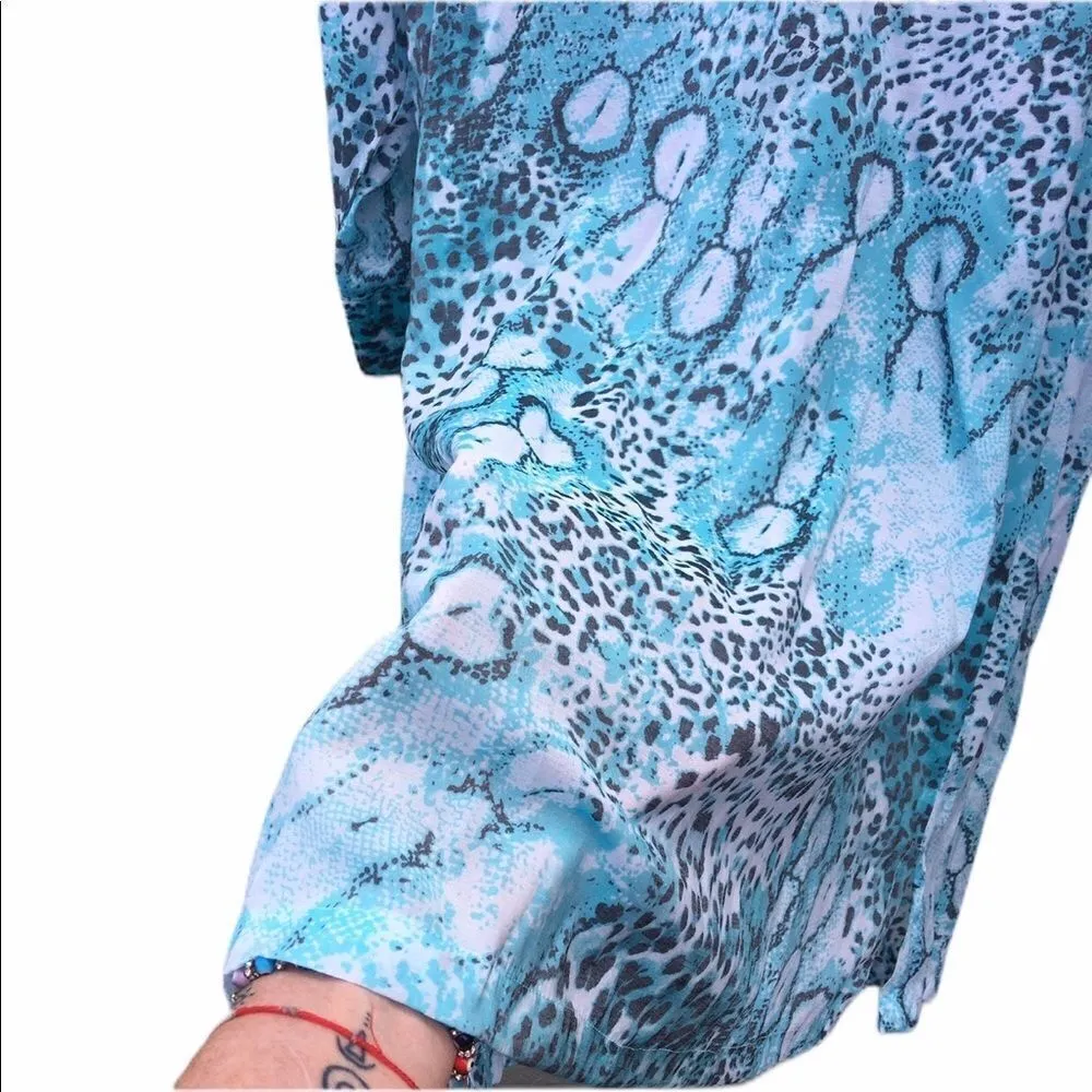 Le Lomes Animal Print tunic/cover up Blue Size M - Image 3