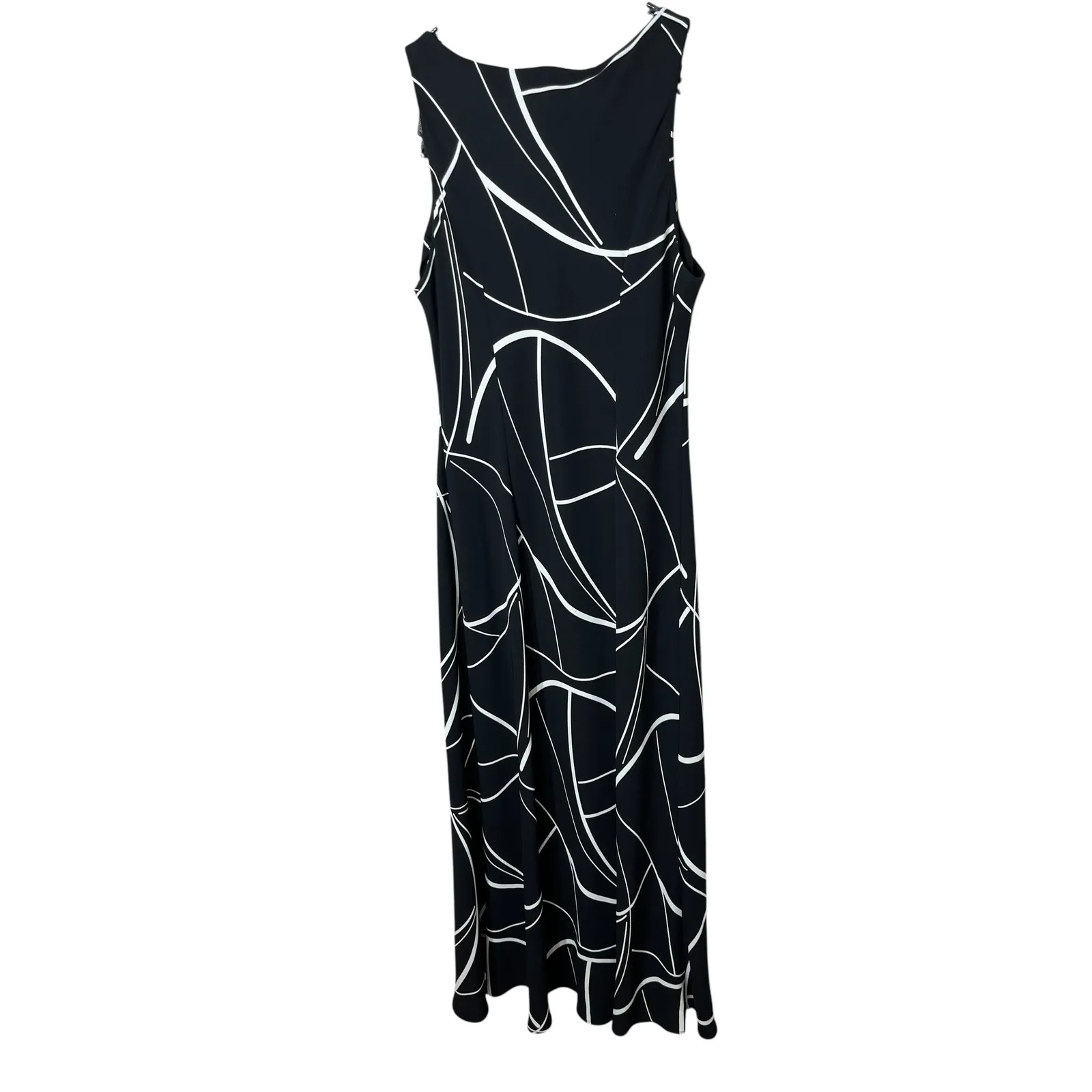 SL‎ Fashions Women's Dress Size 18 Black White Abstract Sleeveless Maxi - Image 7