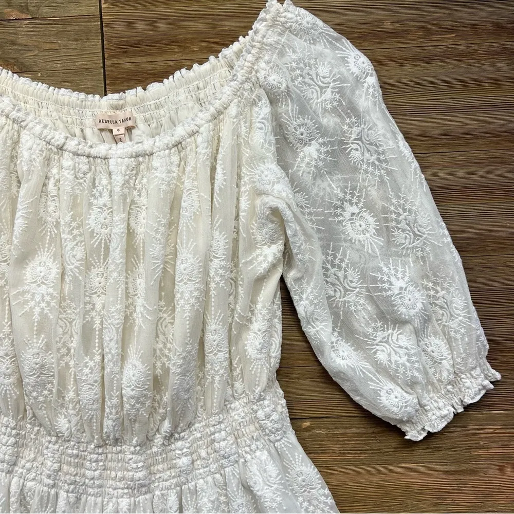 Rebecca Taylor Selina Embroidered Off Shoulder Dress - Image 7