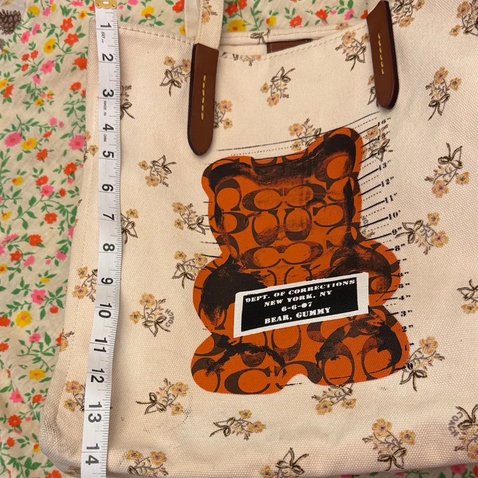 Coach Floral Canvas Tote - Cream and Brown - Image 9