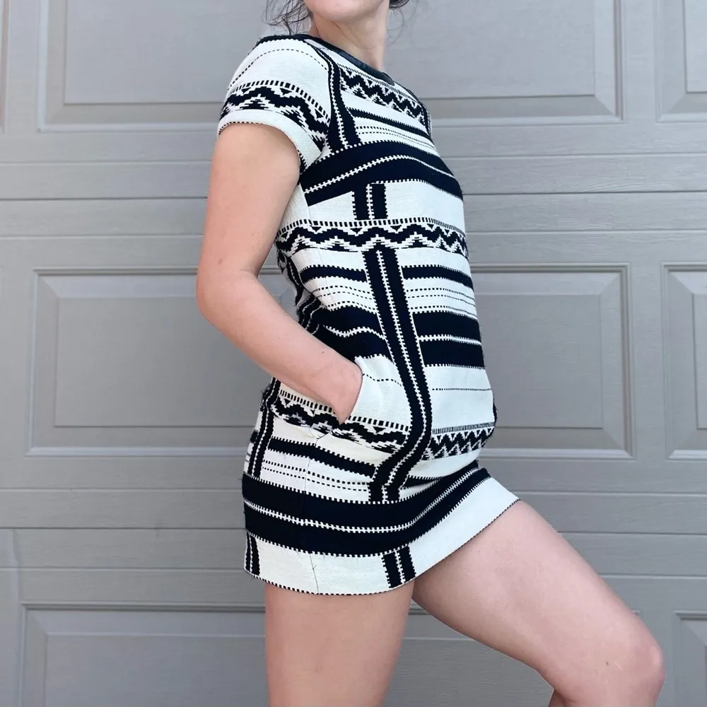 Madewell Oversized Western Retro Grunge Aztec Print Mini Dress Size XS - Image 3