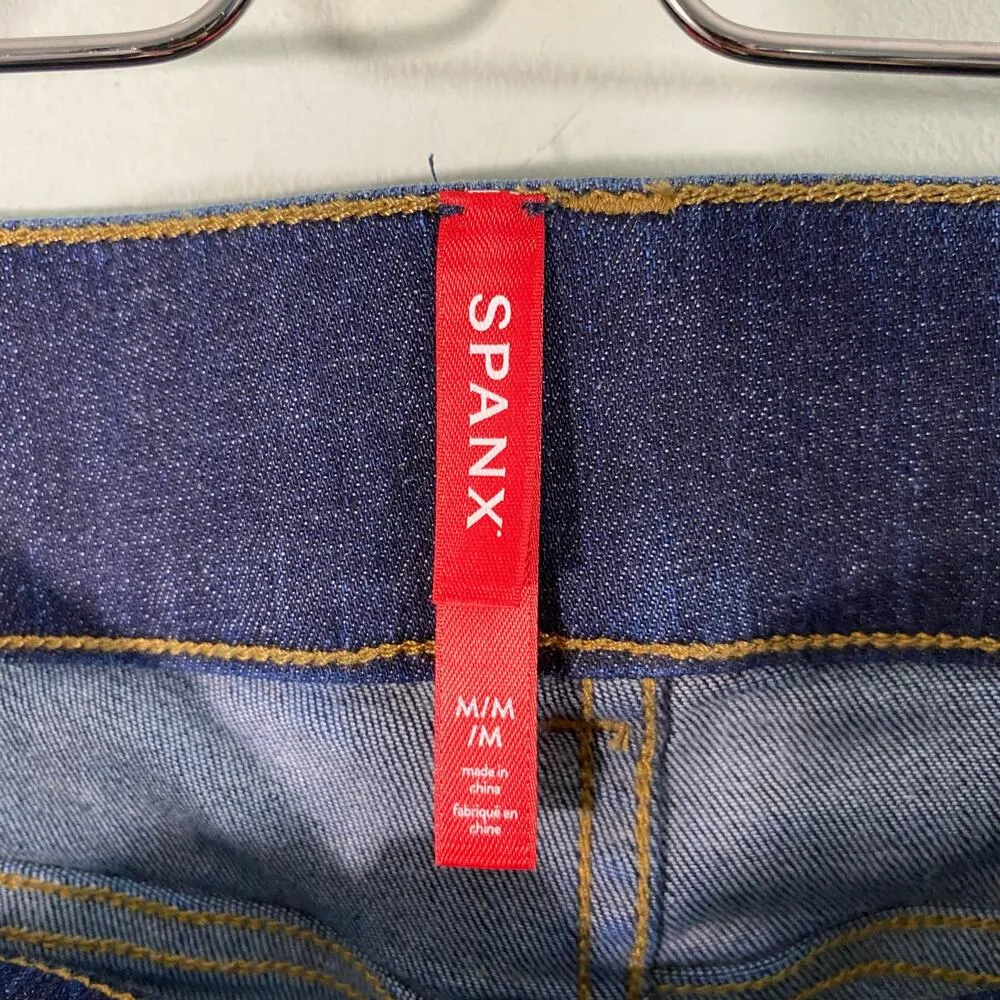 Spanx Women Blue High Rise Flared Leg Pull On Jeans Size M - Image 3