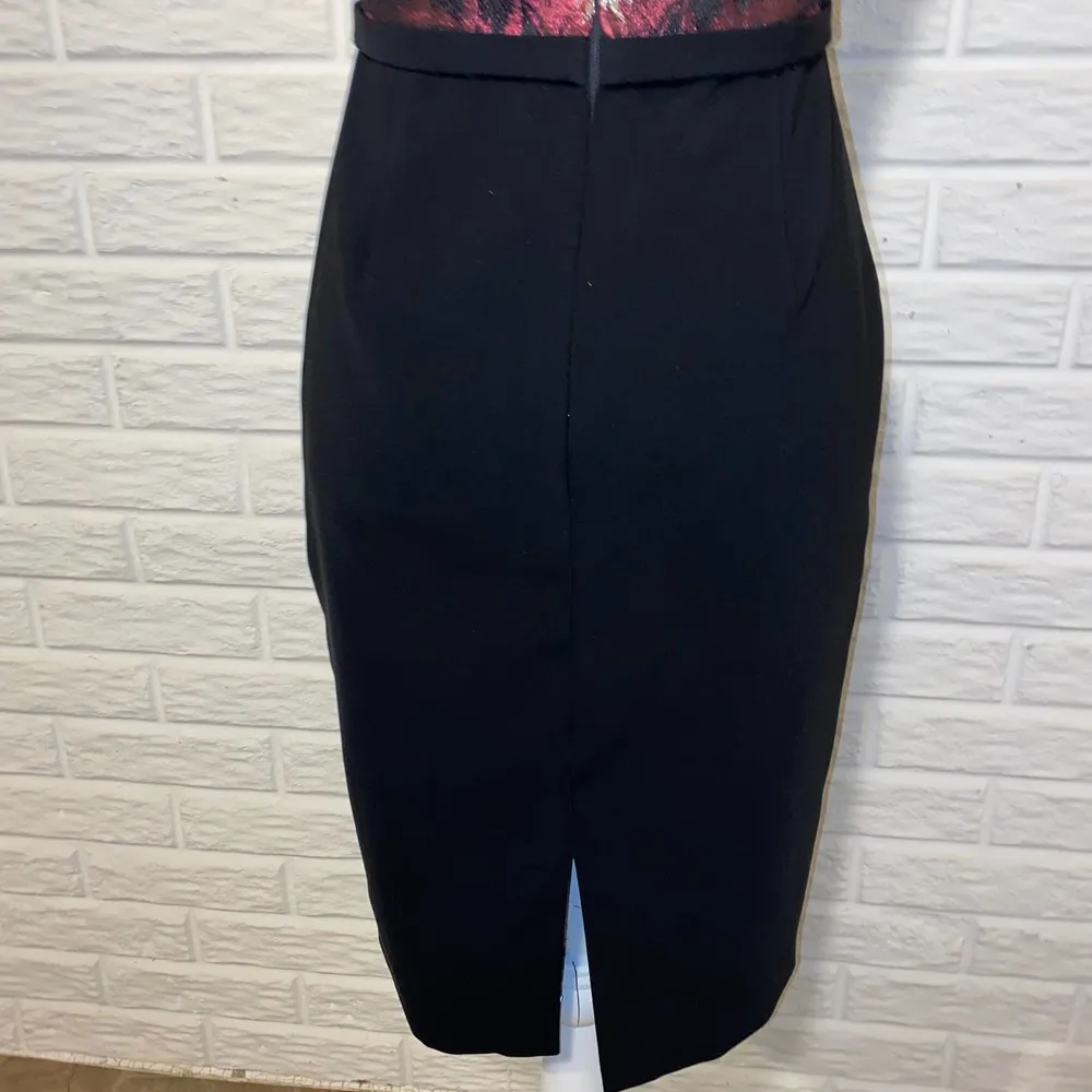 Theia Midnight Sheath Illusion Mesh Floral Applique Knee - Image 13