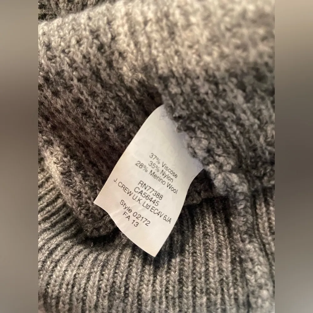 J. Crew Size S Gray Merino Wool Blend Waffle Knit Long Sleeve Crew Neck Sweater - Image 9