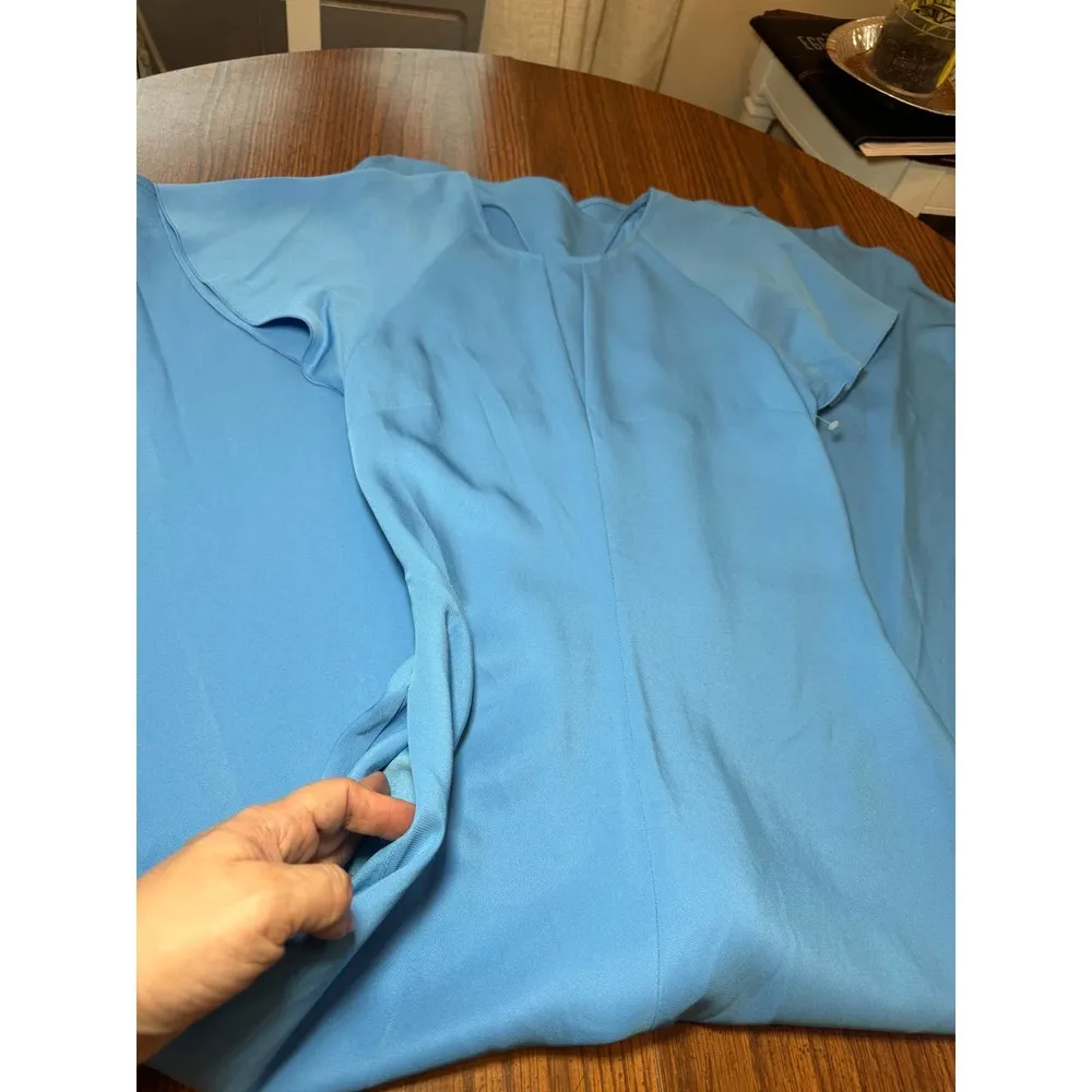 Reiss Blue Eleni viscose crepe midi dress size XS /2 - Image 9