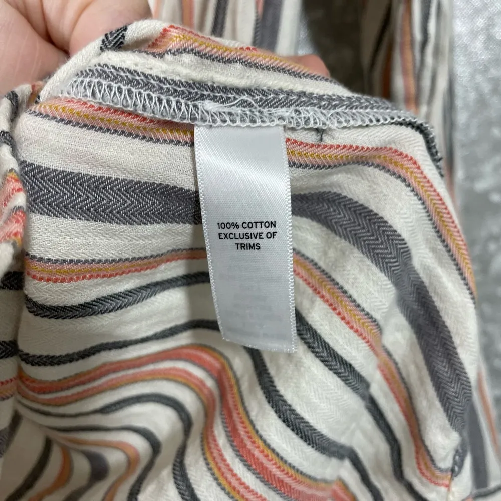 Melrose & Market Women's White Striped Button Up Top - Size Small - Long Sleeves - Image 6