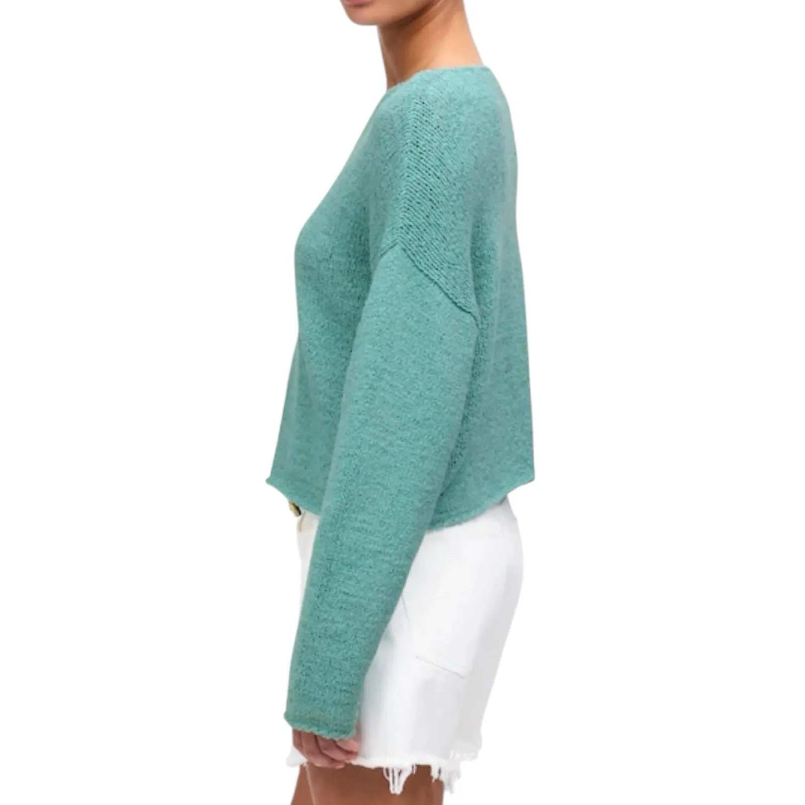NWT Madewell Boatneck Pullover Loose Knit Sweater Oversized Green Size Medium - Image 2