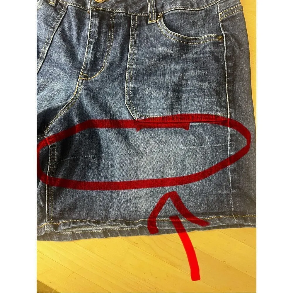 Lane Bryant Bermuda Blue Denim Shorts Size 14 Stretch Zipper Closure Pockets - Image 5