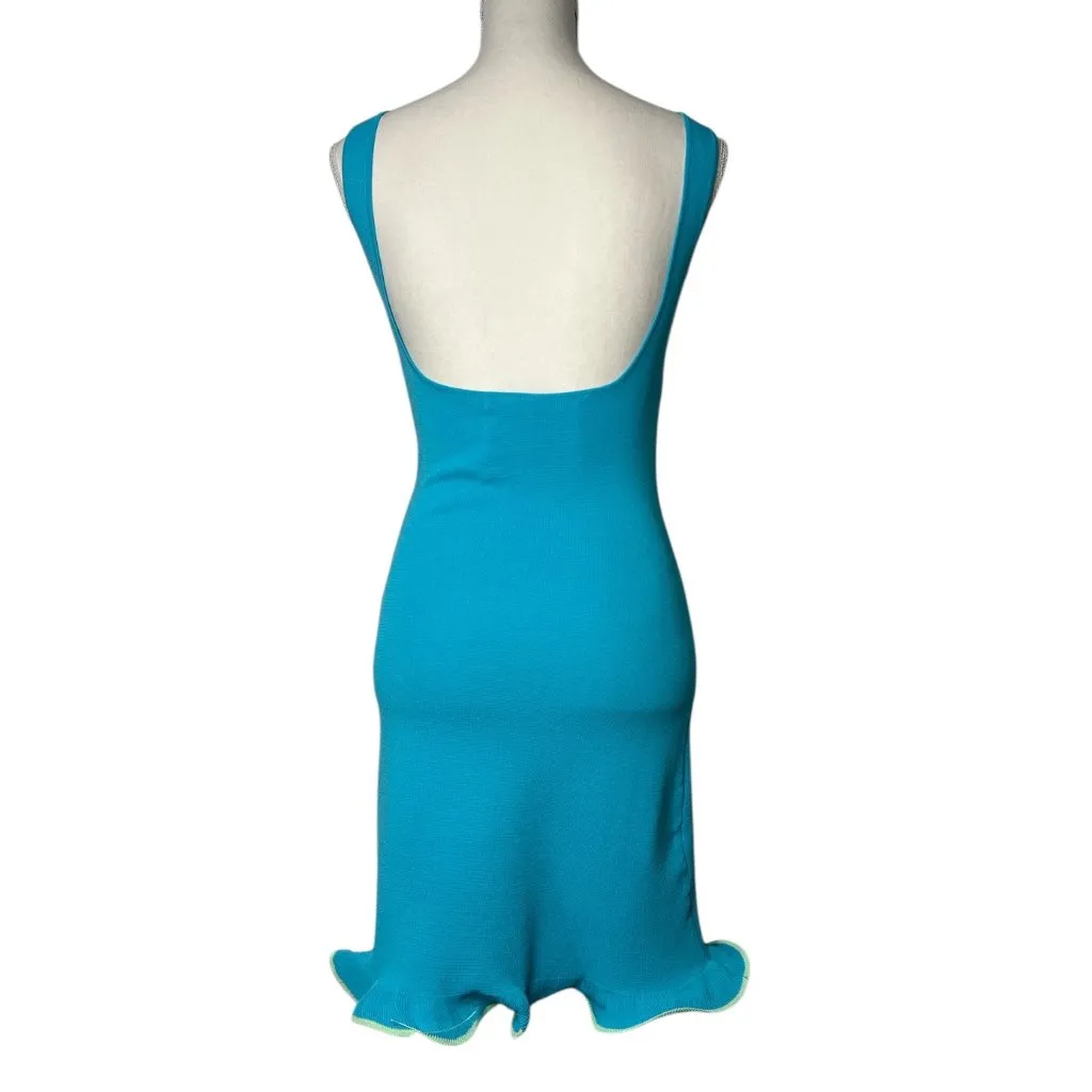 NIA x REVOLVE Dorian Dress in Turquoise New Womens Stretchy Ruffle Mini Green Size M - Image 6