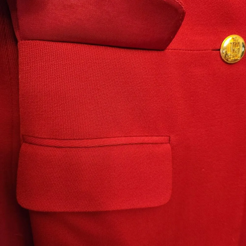 VTG RALPH LAUREN Red Wool Blazer Riding Equestrian Longline 90s Velvet USA Sz 2P - Image 6