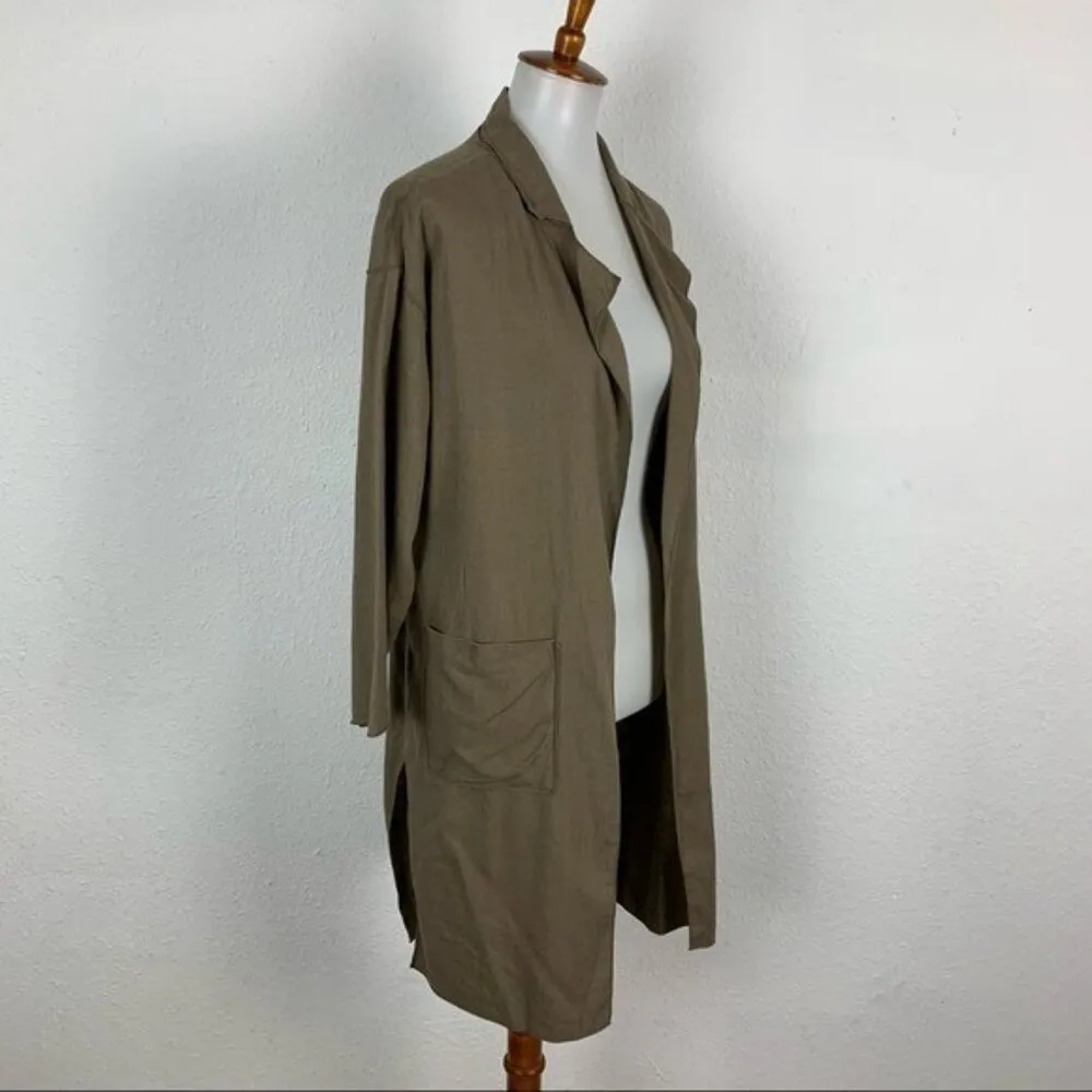 Mod Ref  Womens Small Brown Longline Cardigan Duster Open Front Cozy - Image 3