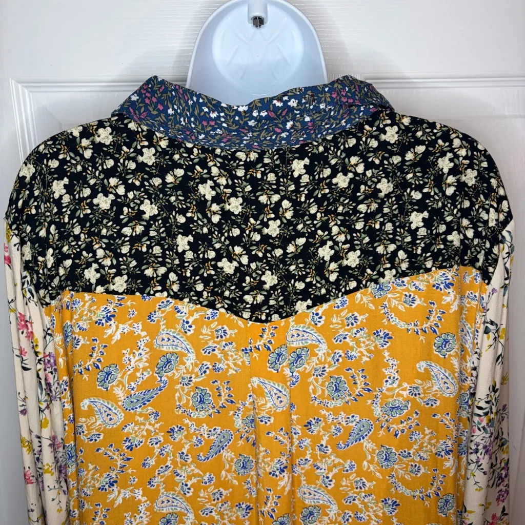 Natural Life Multicolor Patchwork Esme Floral Maxi Shirt Dress Kimono XL NWT - Image 8