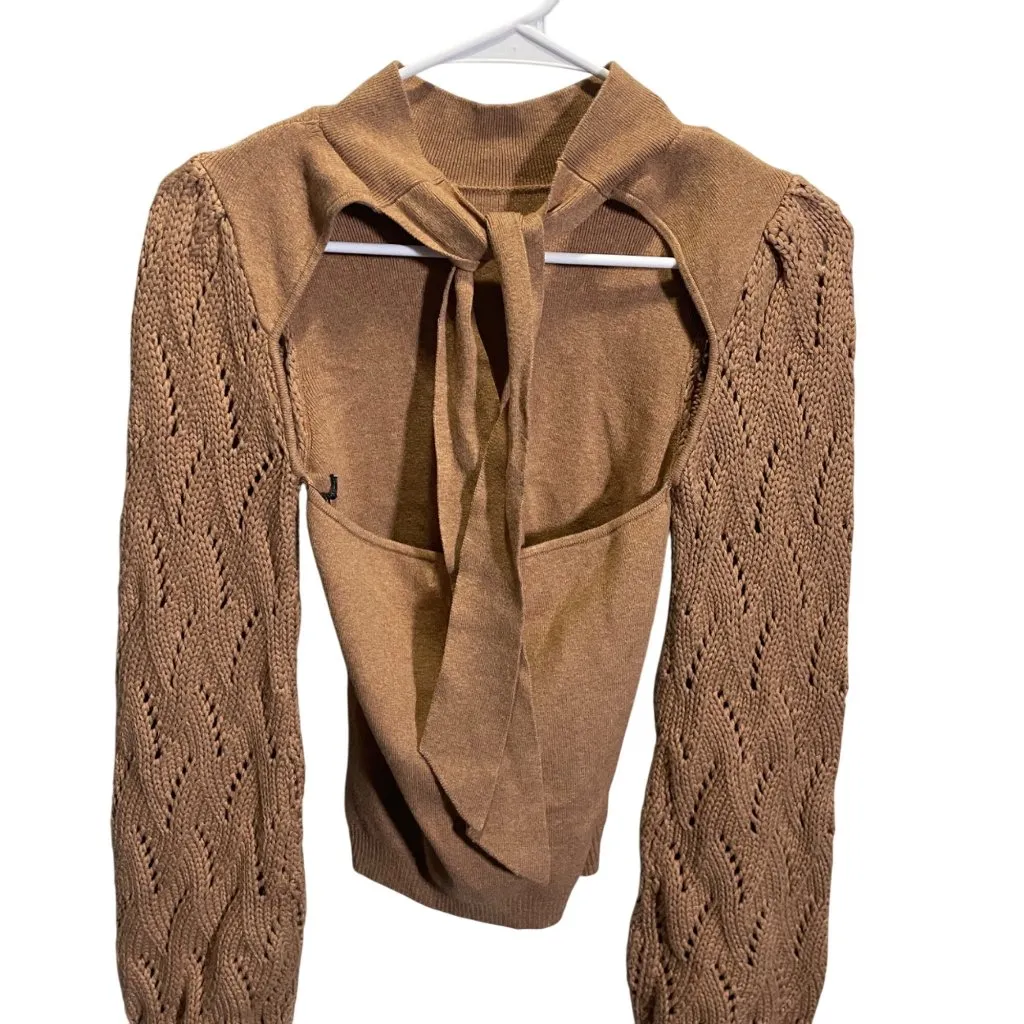Bailey 44 XS Brown Brinley Top Open Back Knit Long Sleeve - Image 2
