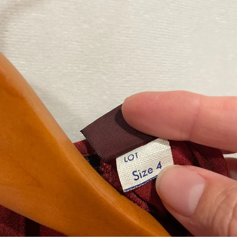 Vintage 70’s Anne Klein ruby red pleated neck blouse keyhole back whimsigoth - Image 7