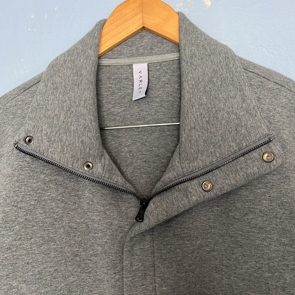 Varley Revolve Earl Heathered Grey Zip Up Boxy Moto Comfy Sweatshirt Jacket - Image 7