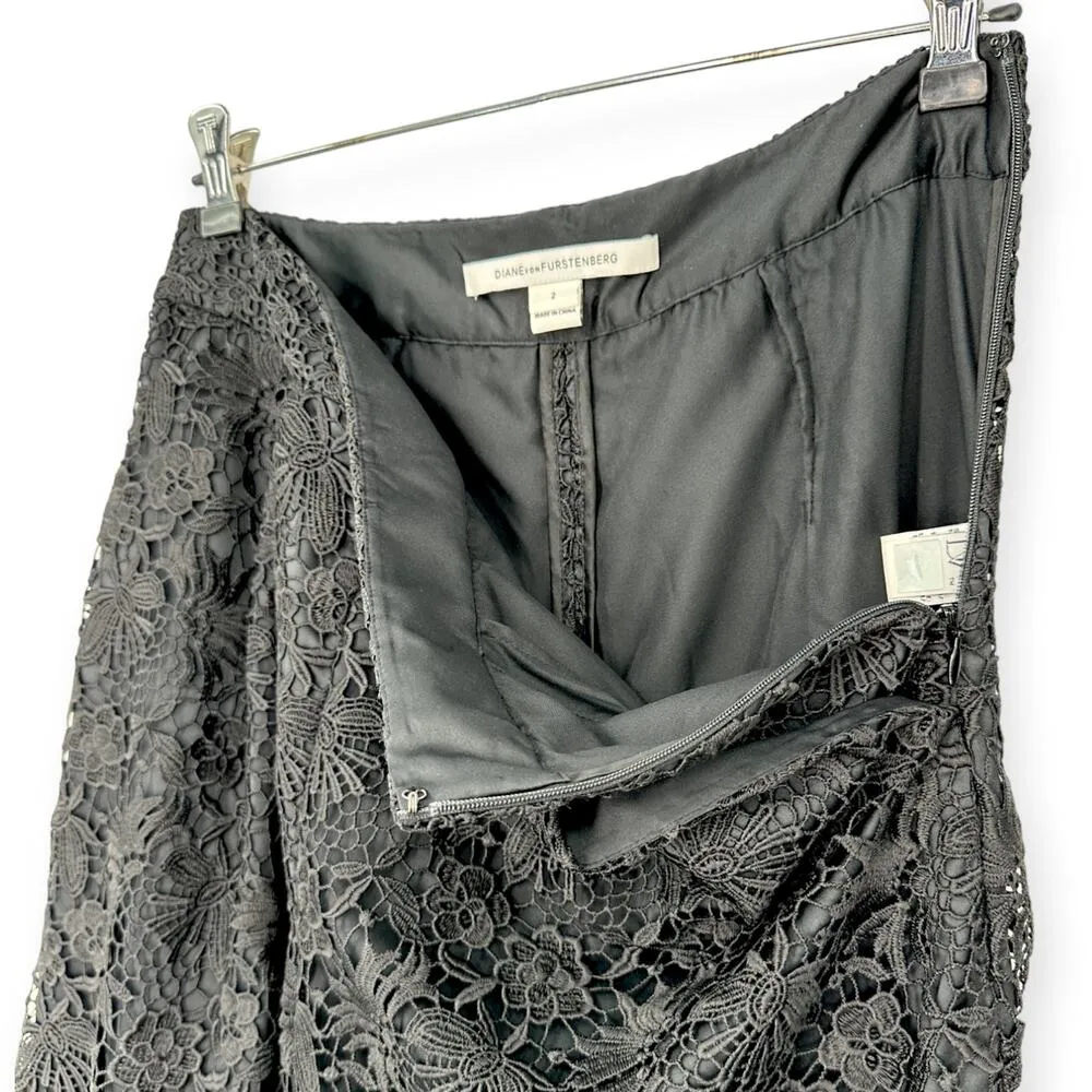 Diane von Furstenberg | Size 2 | DVF Holly Lace Wide Leg Cropped Pants in Black - Image 7