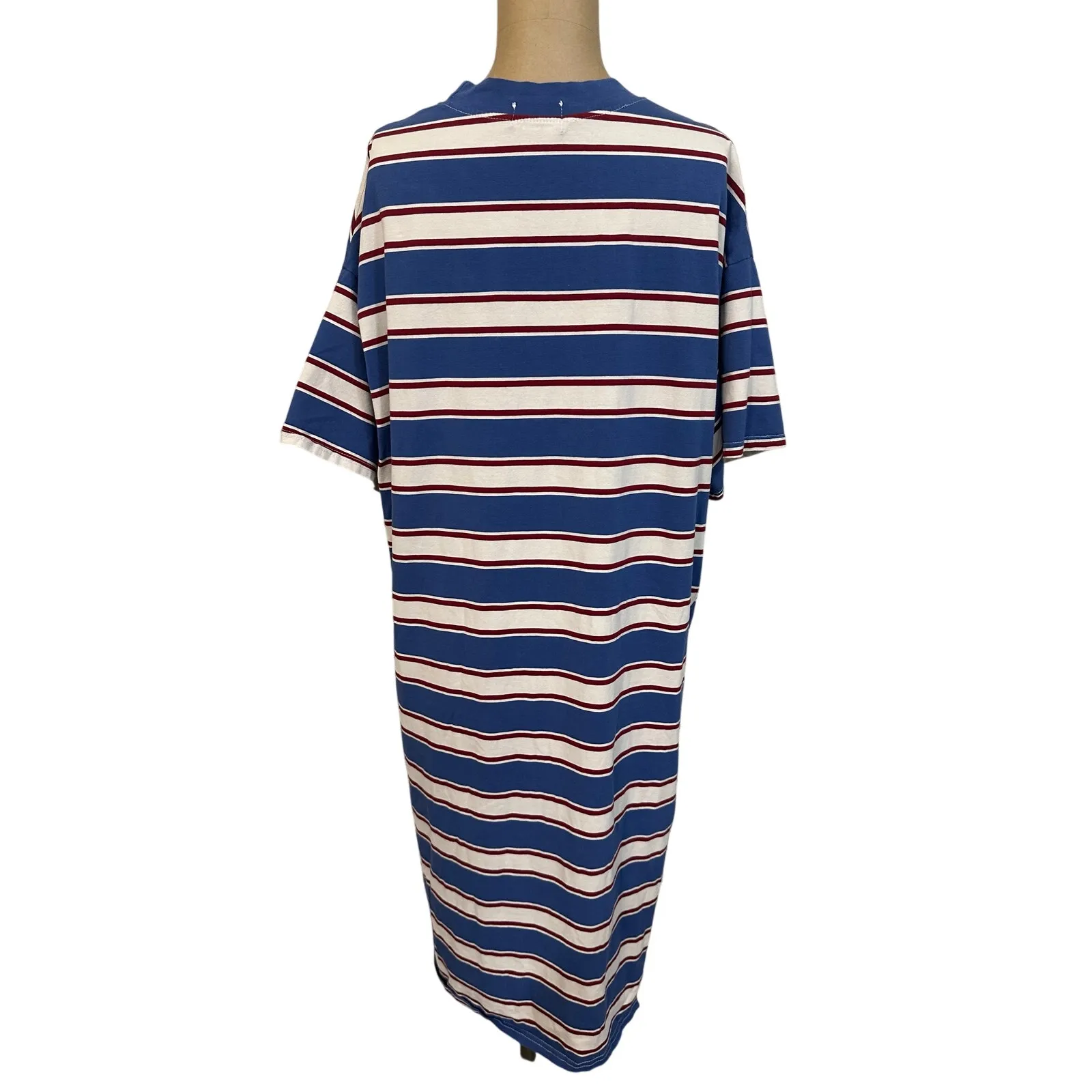 Dressed in LALA Mini Dress Blue & Red Cotton Stripe Short Sleeve Jersey Small - Image 7