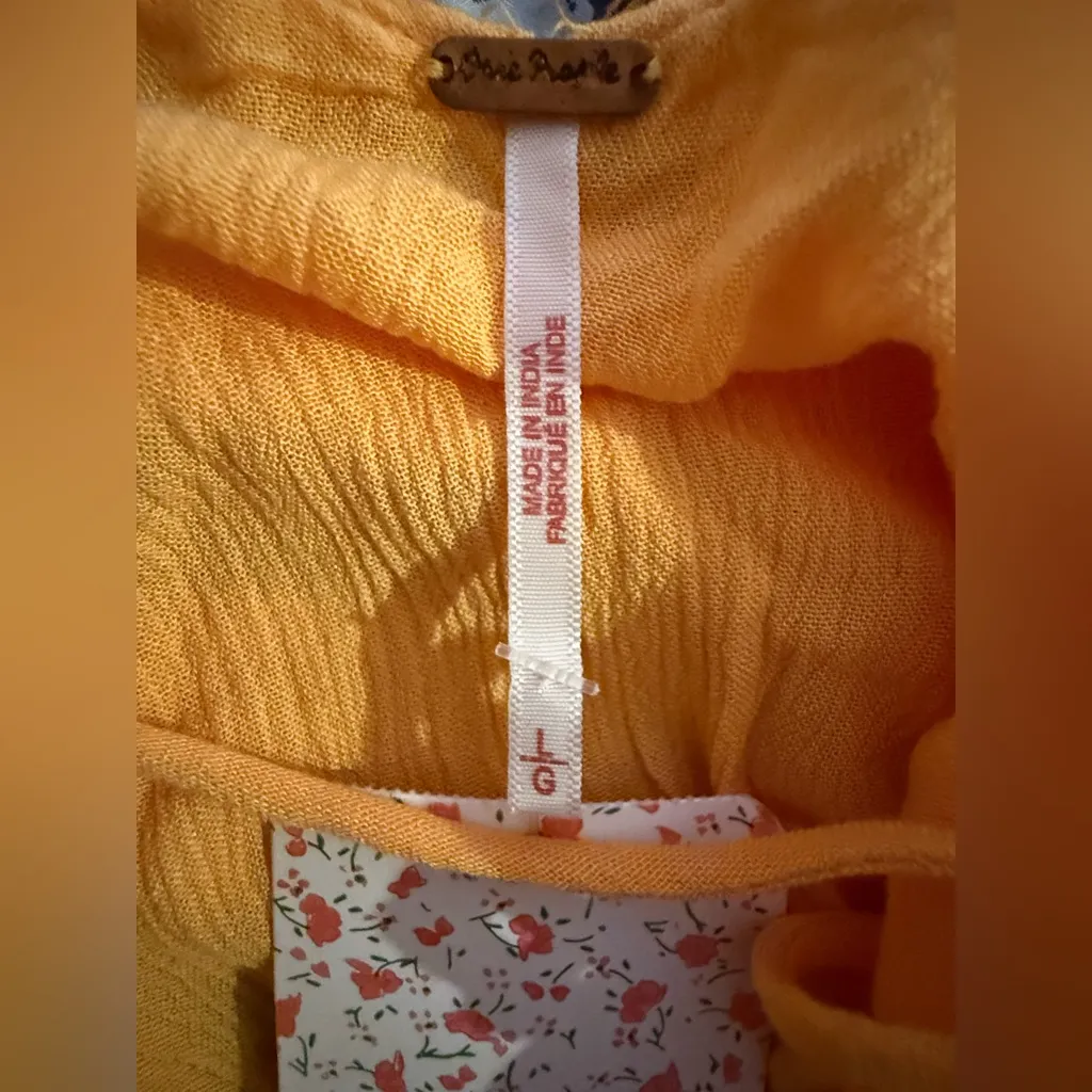 Free People Orange Lace Trim Cropped Cami Tank Top NWT Size L Sold Out - Image 7