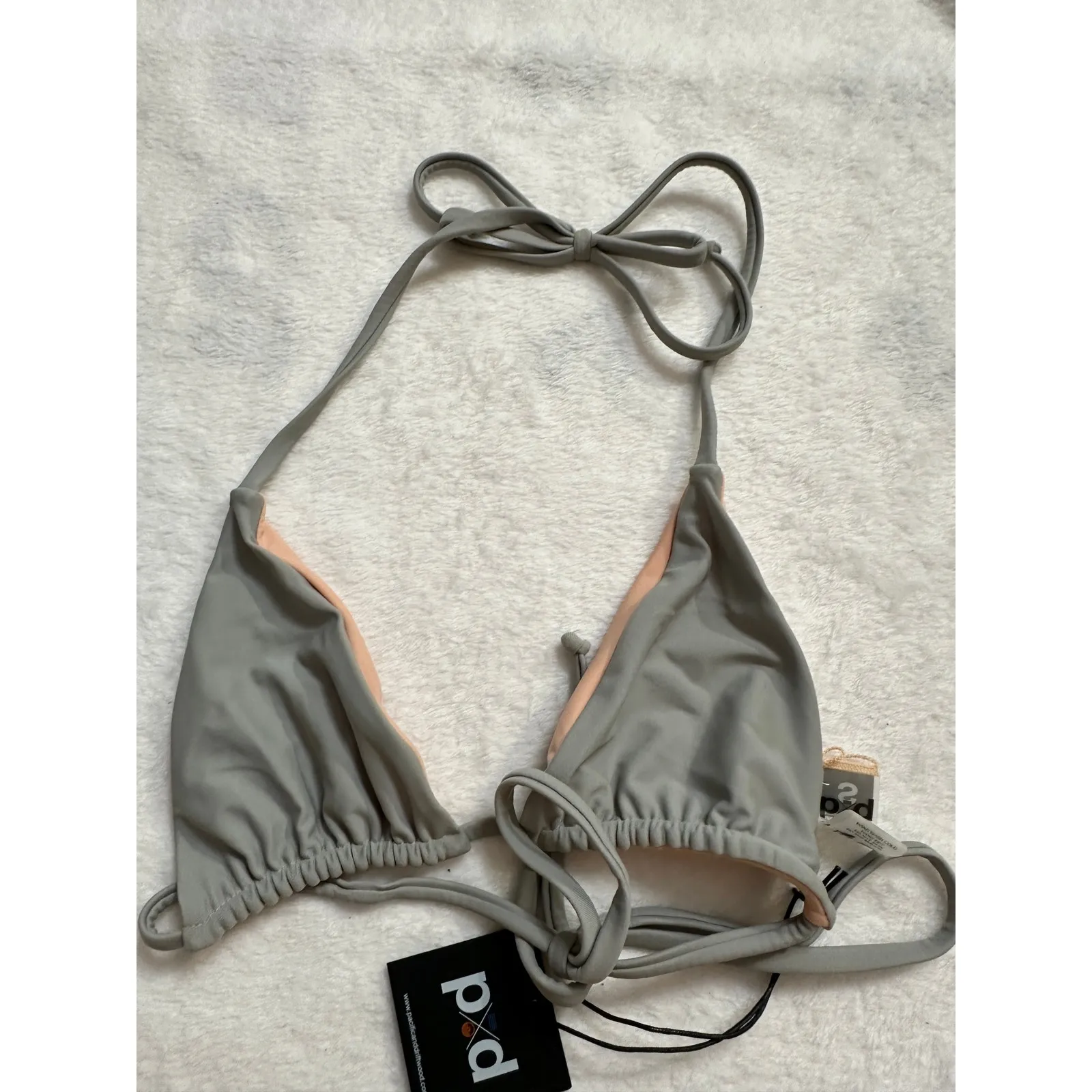 Pacific & Driftwood Reversible Bikini Top Gray/Tan Womans Small NWT Gray - Image 4
