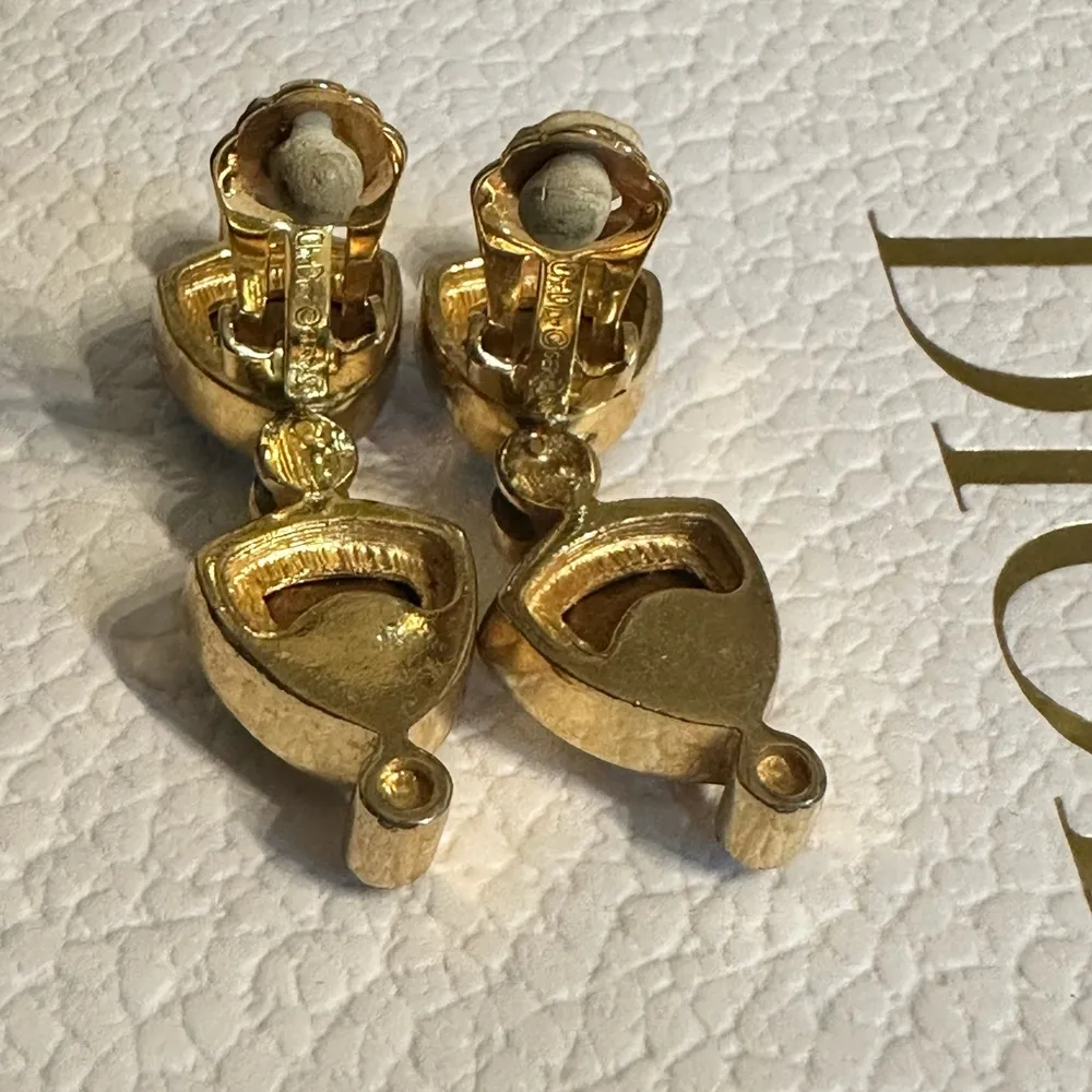 Christian Dior vintage colored rhinestone gold tone earrings - Image 8