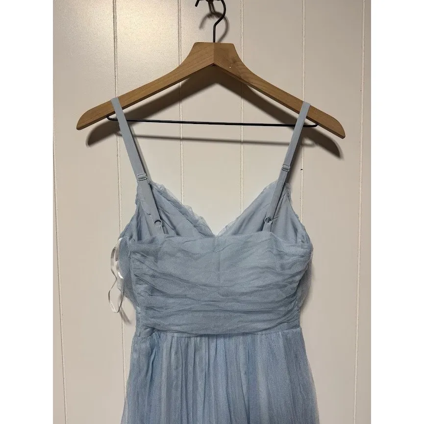Lulus Baby Blue Tulle Bridesmaid Formal Evening Gown XS - Image 8