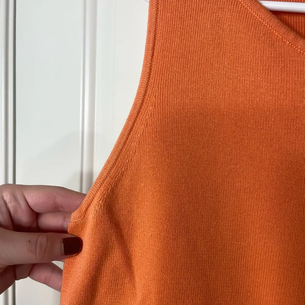 EUC Liz Claiborne sport women’s orange soft knit sleeveless v-neck stretch top L - Image 3